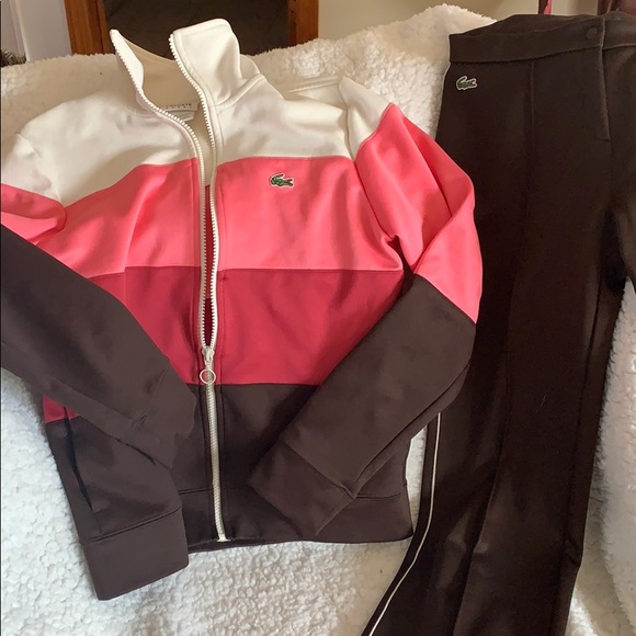 red lacoste jogging suit